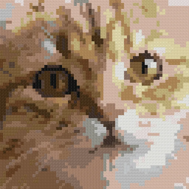 The cat example as Minecraft blocks, seen face on