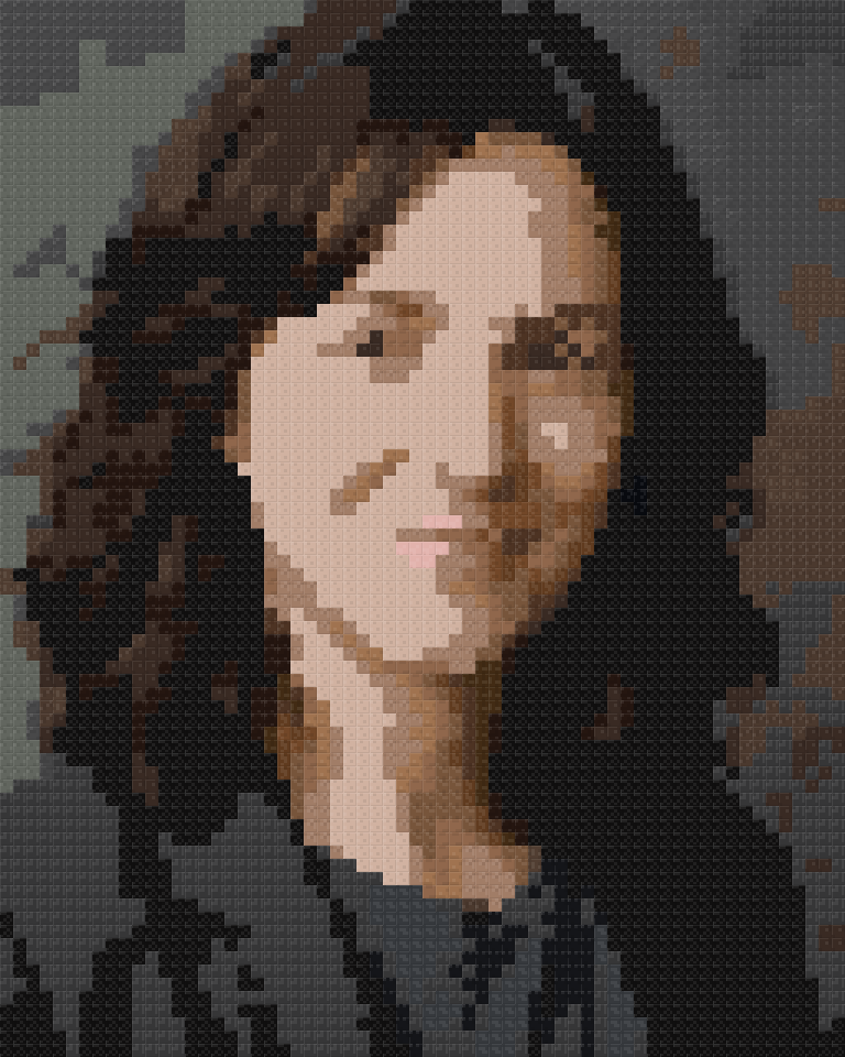 The portrait example as Minecraft blocks, seen face on