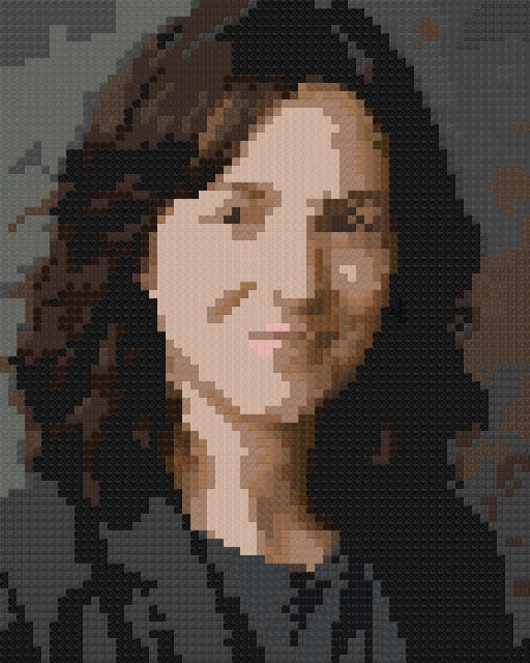 The portrait example as Minecraft blocks, seen face on