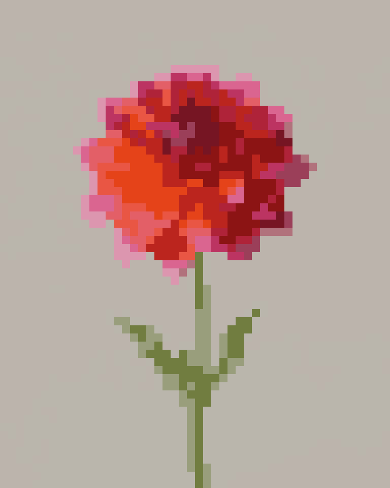 The dahlia example turned into 16-colour pixel art